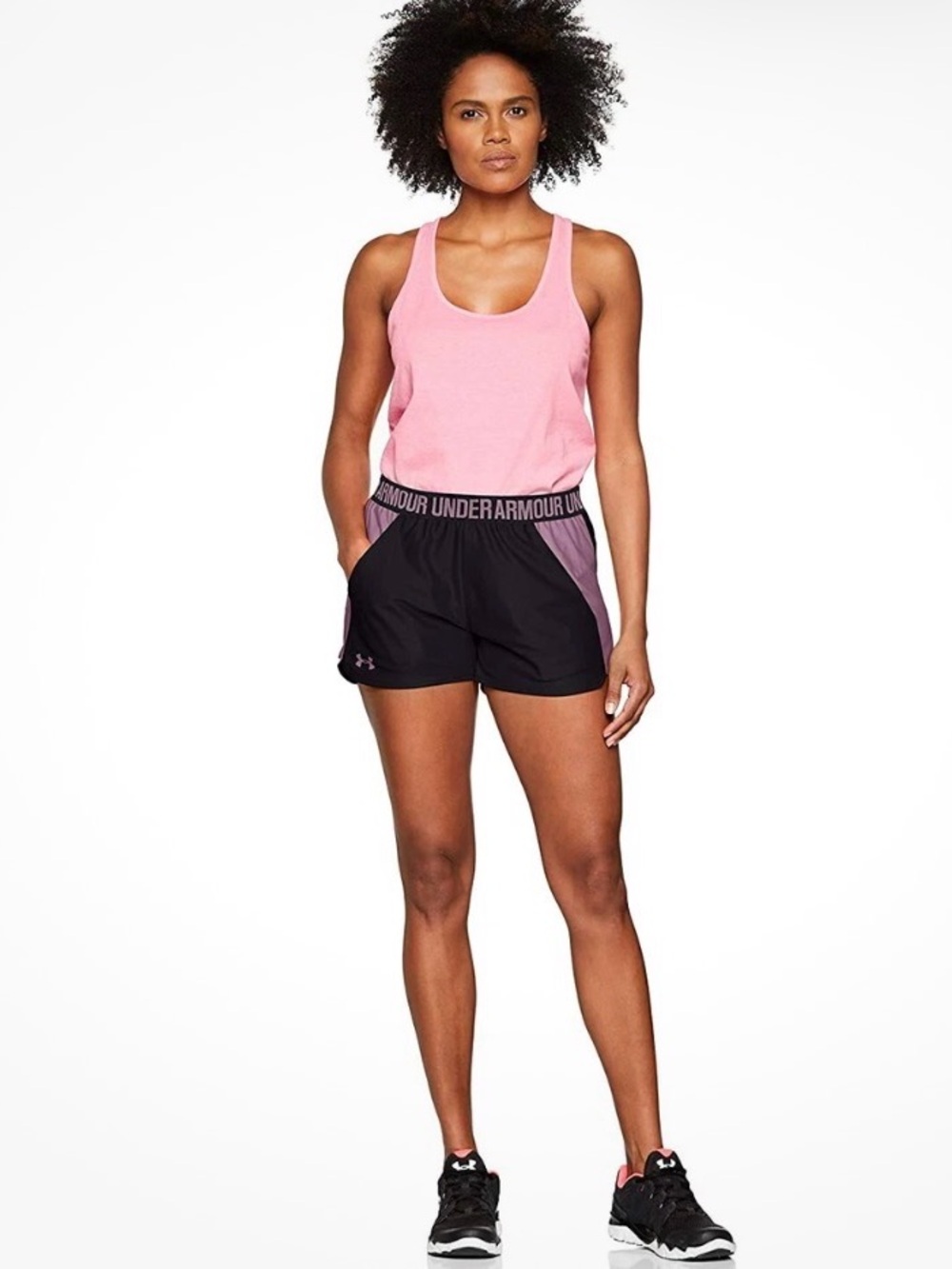 Under Armour UA Play Up 2.0 Shorts - Pink Panel Women's Athletic Shorts - Picture 4 of 4
